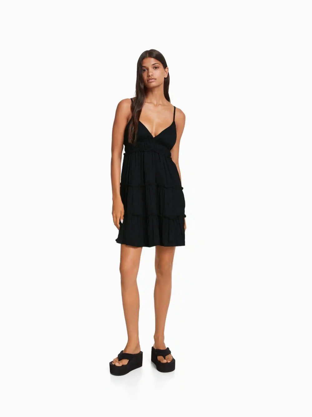 Mini dress with ruffled straps orchid - Image 4
